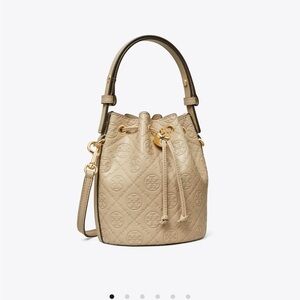 Tory Burch Tan Crossbody Bag with Quilted Design